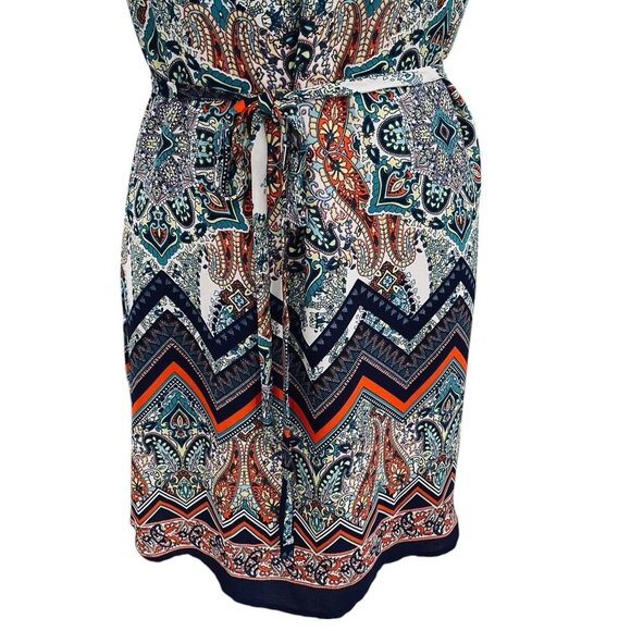 ReneeC Boho Sleeveless Mini Dress V Neck Tie Waist Made In USA Festival Hippie - Picture 6 of 11